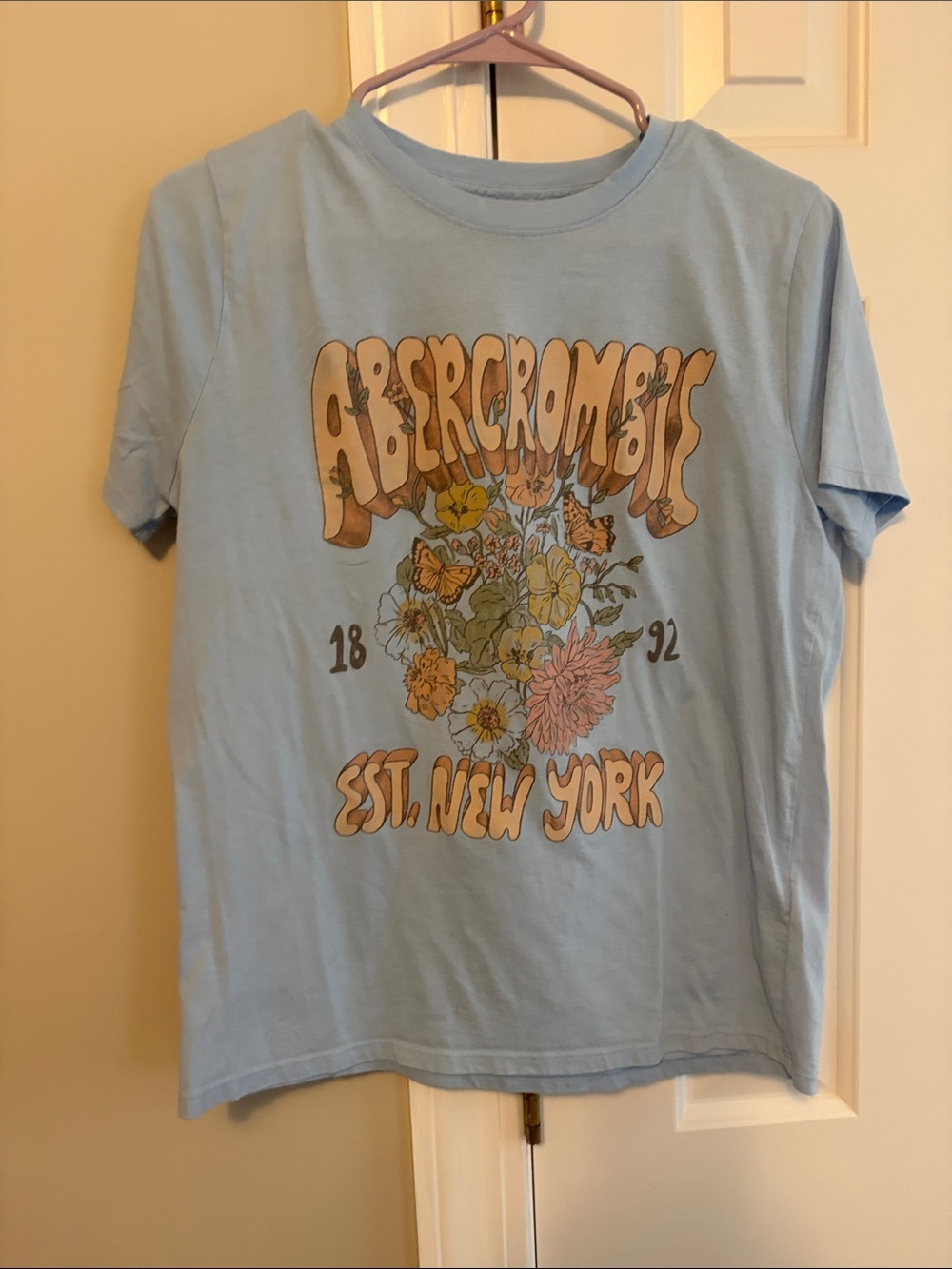 abercrombie kids Light Blue Graphic Tee with Floral Logo